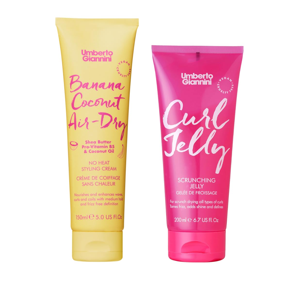 Photo 1 of Curl Type 2 Styling Duo, Banana Coconut Air-Dry Cream (5Fl. Oz) & Curl Jelly Scrunching Jelly (6.7Fl. Oz), Hydrate and Define Wavy Hair