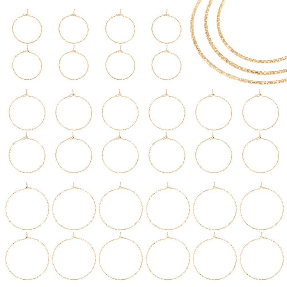 UNICRAFTALE 36Pcs 3 Size Golden Hoop Earrings 316 Surgical Stainless Steel Hoop Earrings Findings Pin 0.6mm Wine Glass Charms Rings Metal Hoop Earrings for Jewelry Making 25~34x21~30mm