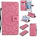 iPhone 6S Plus Wallet Case,A-slim(TM) Sun Pattern Embossed PU Leather Magnetic Flip Cover Card Holders & Hand Strap Wallet Purse Case for iPhone 6 Plus / 6S Plus [5.5 Inch] - Pink