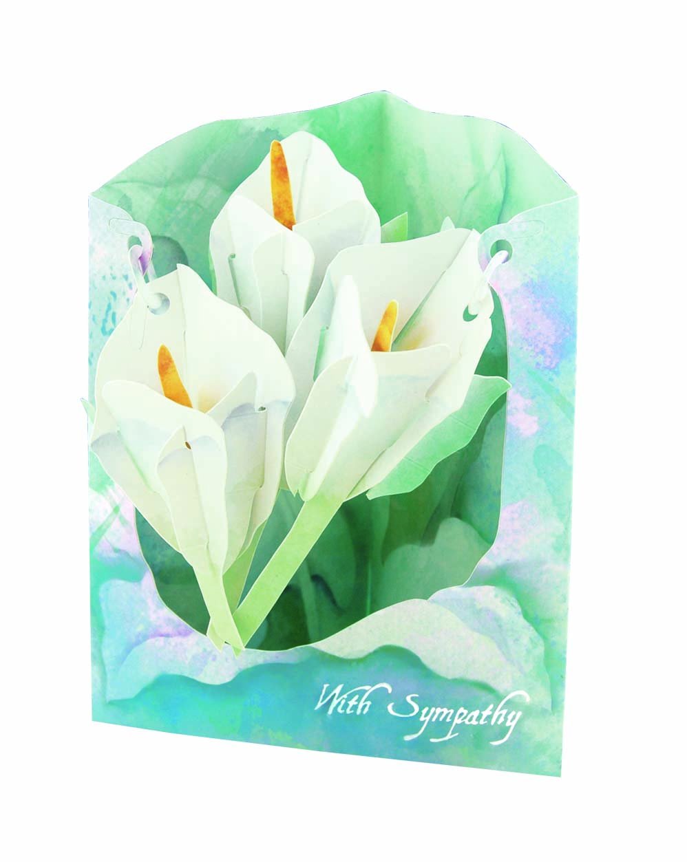 SANTORO Swing Card, 3D Pop Up Greeting Card - Watercolour Lilies - For Her, For Mum, Birthday, Mothers Day