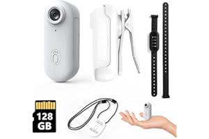 Muayb Mini Body Camera, 128GB Small Body Camera, 360° Rotatable Clip & Magnetic Lanyard, Easy to use for Recording Life, Work, Speeches, Traveling and Pet Walks (White)