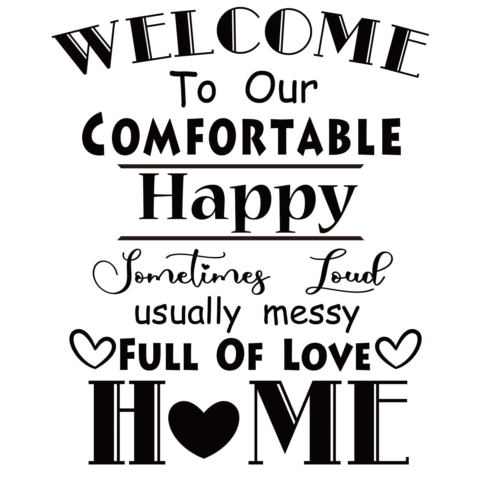 SUPERDANT Welcome to Our Full of Love Home Sweet Family Wall Sticker Family Wall Decal Cute Vinyl Inspirational Wall Art Quotes Decals for Front Door Living Room Home Decor 44x32 cm