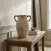 Emotionally Grounded Vase, Vaseking Large Ceramic Rustic Vase with 2 Handles, 9.8 inch Minimalist Decorative Farmhouse Tall Vases for Home Decor, Living Room, Enterway, Table Decoration, Gray
