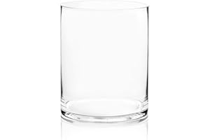 WGVI WGV Cylinder Vase, Width 8", Height 10", Clear Wide Large Diameter Flower Glassware, Floral Container, Planter Terrarium for Wedding Party Event, Home Accent Decor, 1 Piece