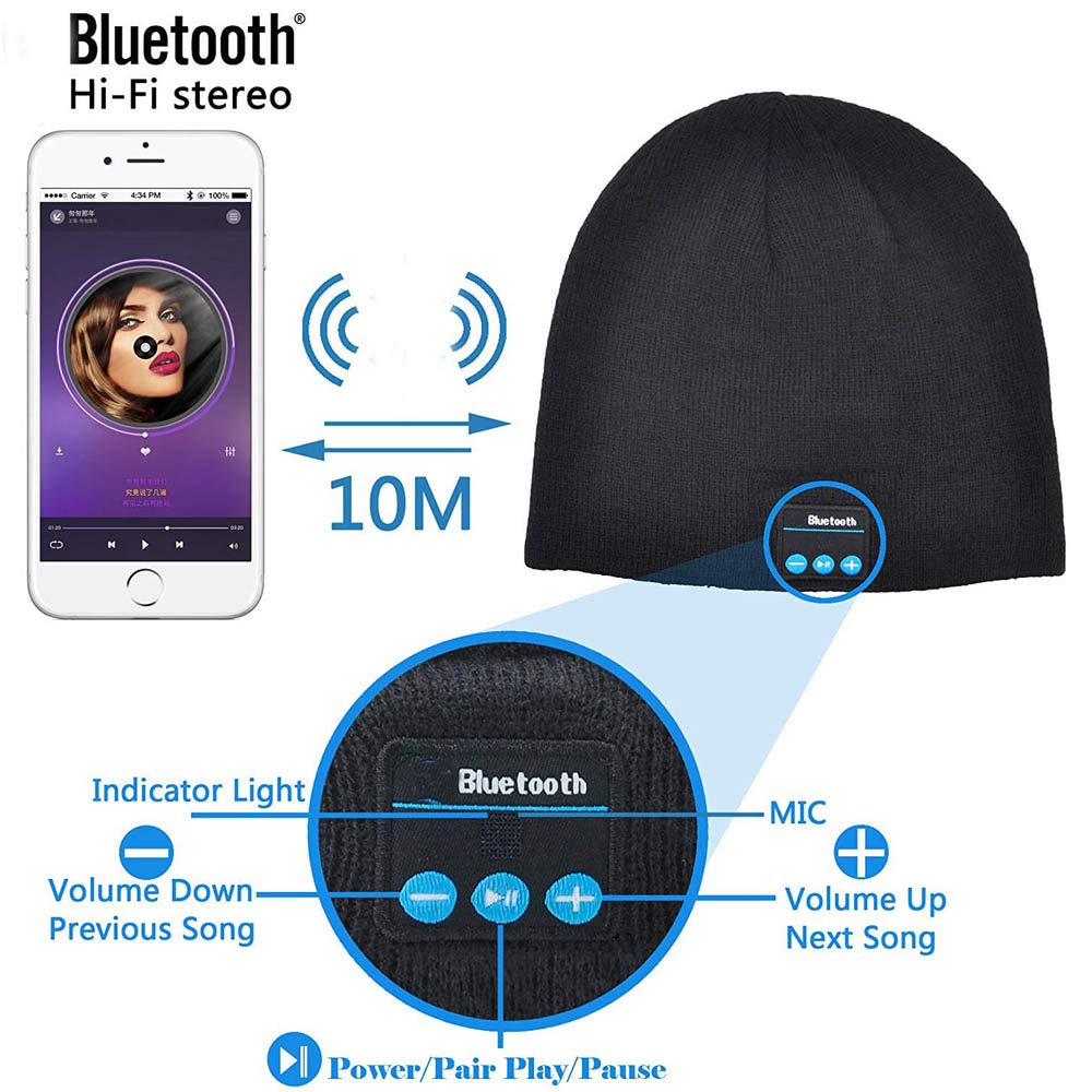 Knit Hat,LC-dolida Bluetooth Beanie Hat for Winter