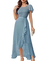 BeryLove Prom Dresses for Women Wedding Guest Ruffe