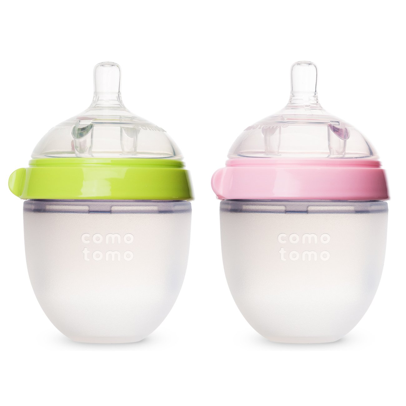 Photo 1 of Comotomo Baby Bottle, Green/Pink, 5 Ounce, 2-Count