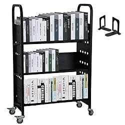 Library Book Cart, 3-Layer V-Shaped Single Sided
