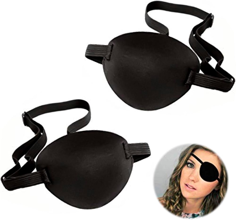 AWAVM Eye Patch 2Pcs Adjustable Medical Patch for Left or Right Eye Black