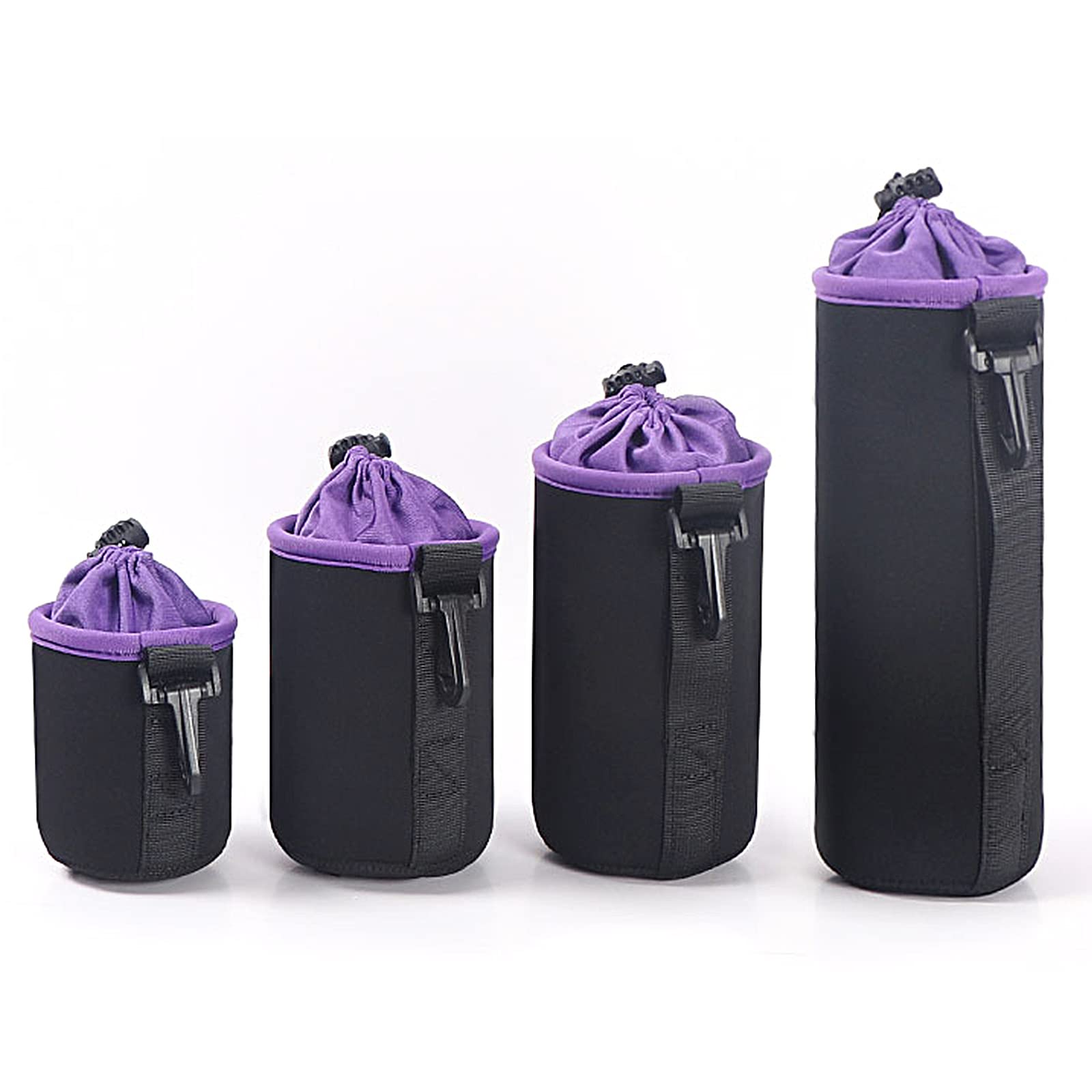 Lens Case, Waterproof SLR Camera Lens Protective Bag, with Adjustable Drawstring and Swivel Clamp, Nikon Camera Lens Bag, Pentax, Sony, Olympus, Panasonic etc, Purple, mały, średni, duży, bardzo duży