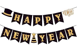 70 YEARS LOVED Happy New Year 2026 Banner, Black and Gold Happy New Year Party Supplies, Hanging Bunting for New Year's Eve Party Supplier Decorations - Home Holiday Decorations