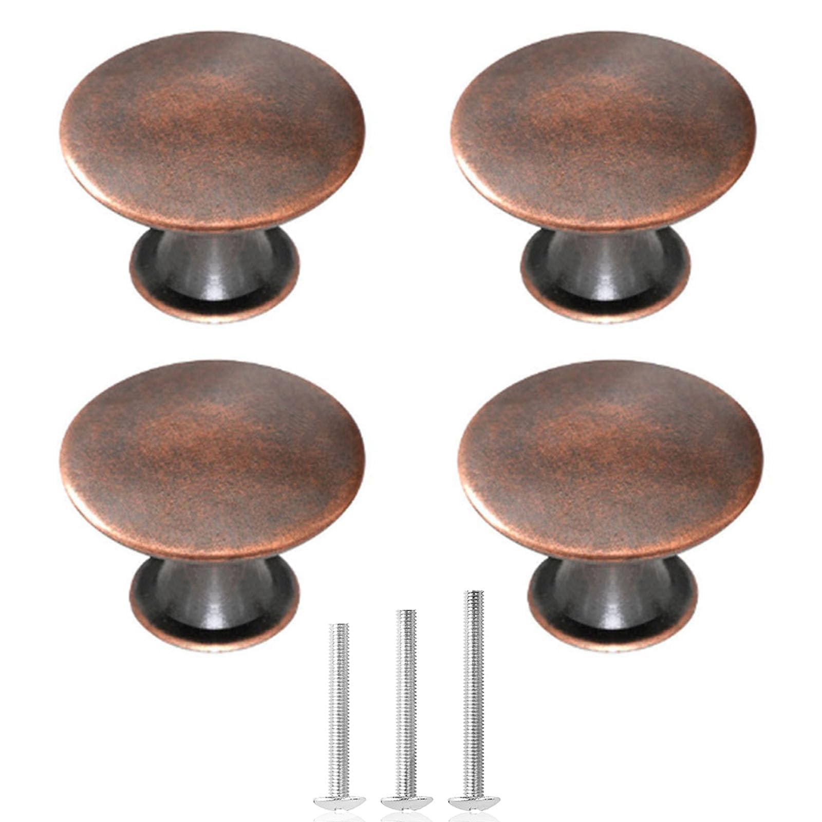 ShipeeKin 4X Oil Rubbed Bronze Cabinet Knobs Vintage Drawer Knob 30mm for Kitchen Closet Chest Bathroom Furniture Hardware (Copper Red)