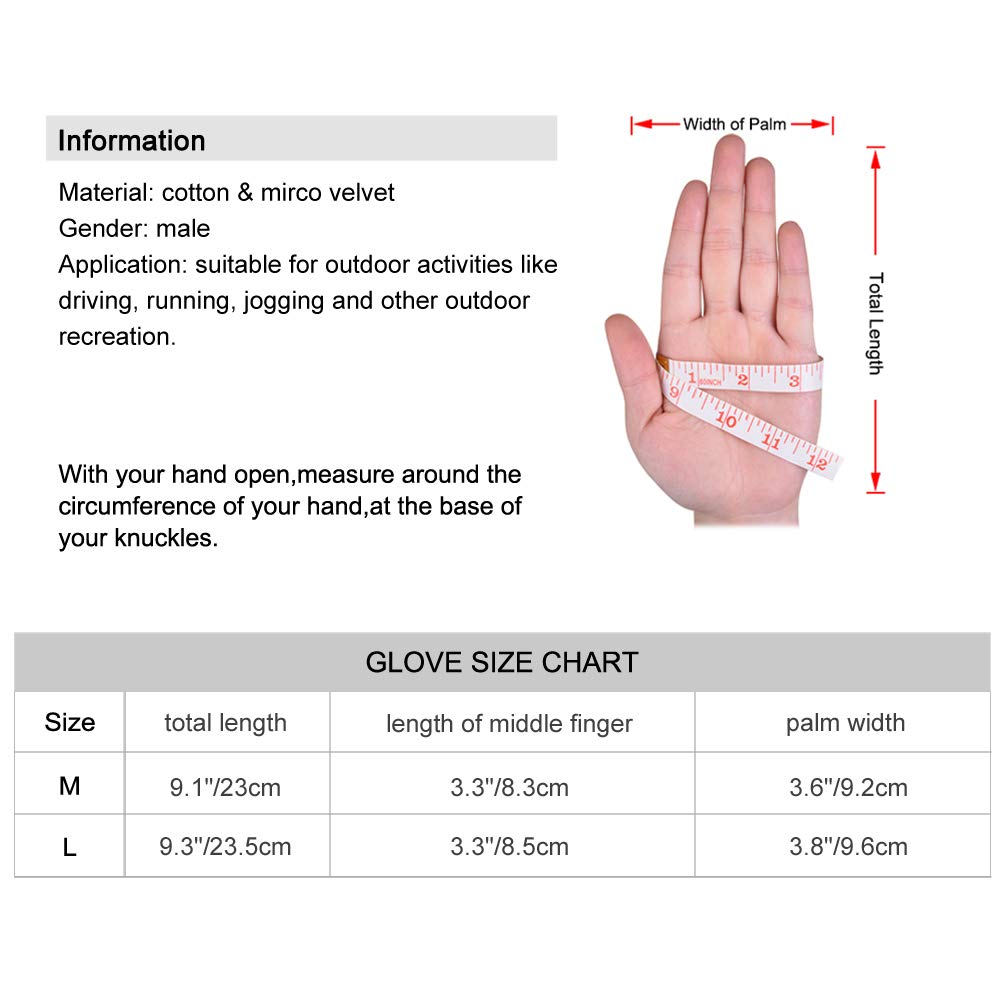 VBIGER Mens Winter Gloves Touch Screen Cycling Gloves M