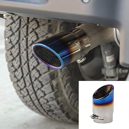 Amazon Jpauvo ステンレス鋼後部排気管ジープラングラー Jeep Wrangler Jl 18 19クロームメッキ車のマフラー 外装装飾アクセサリー高品質排気口 ブルー フロントパイプ 車 バイク