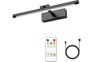 JOOSENLUX Picture Lights for Wall Dimmable 15.75" Inch Long Wireless Picture Lights for Paintings Tapered-Rod LED Wall Light Fixtures Adjustable Black Wall Sconce with Remote