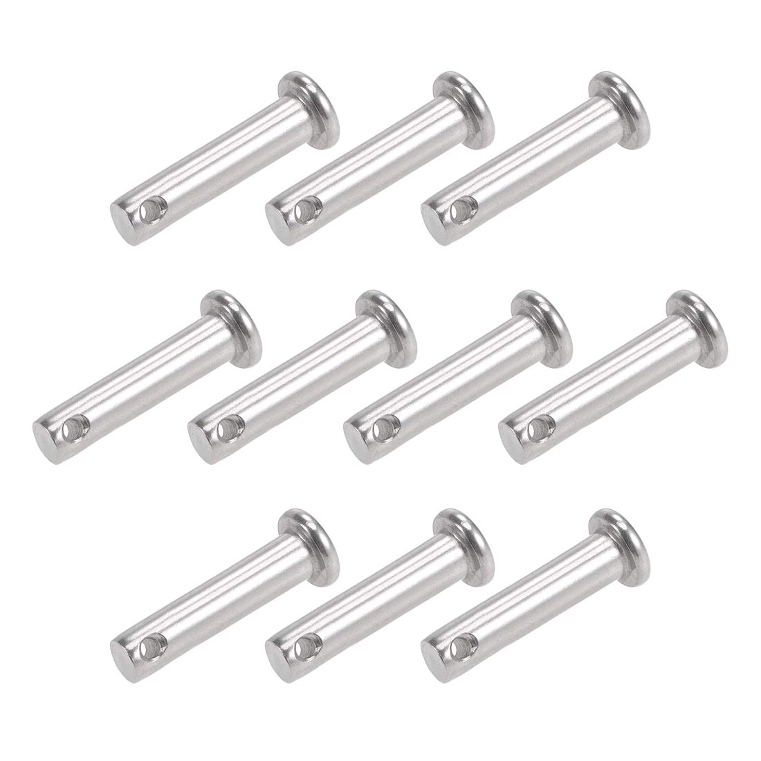 sourcing map Single Hole Clevis Pins - 6mm X 25mm Flat Head 304 Stainless Steel Link Hinge Pin 10Pcs
