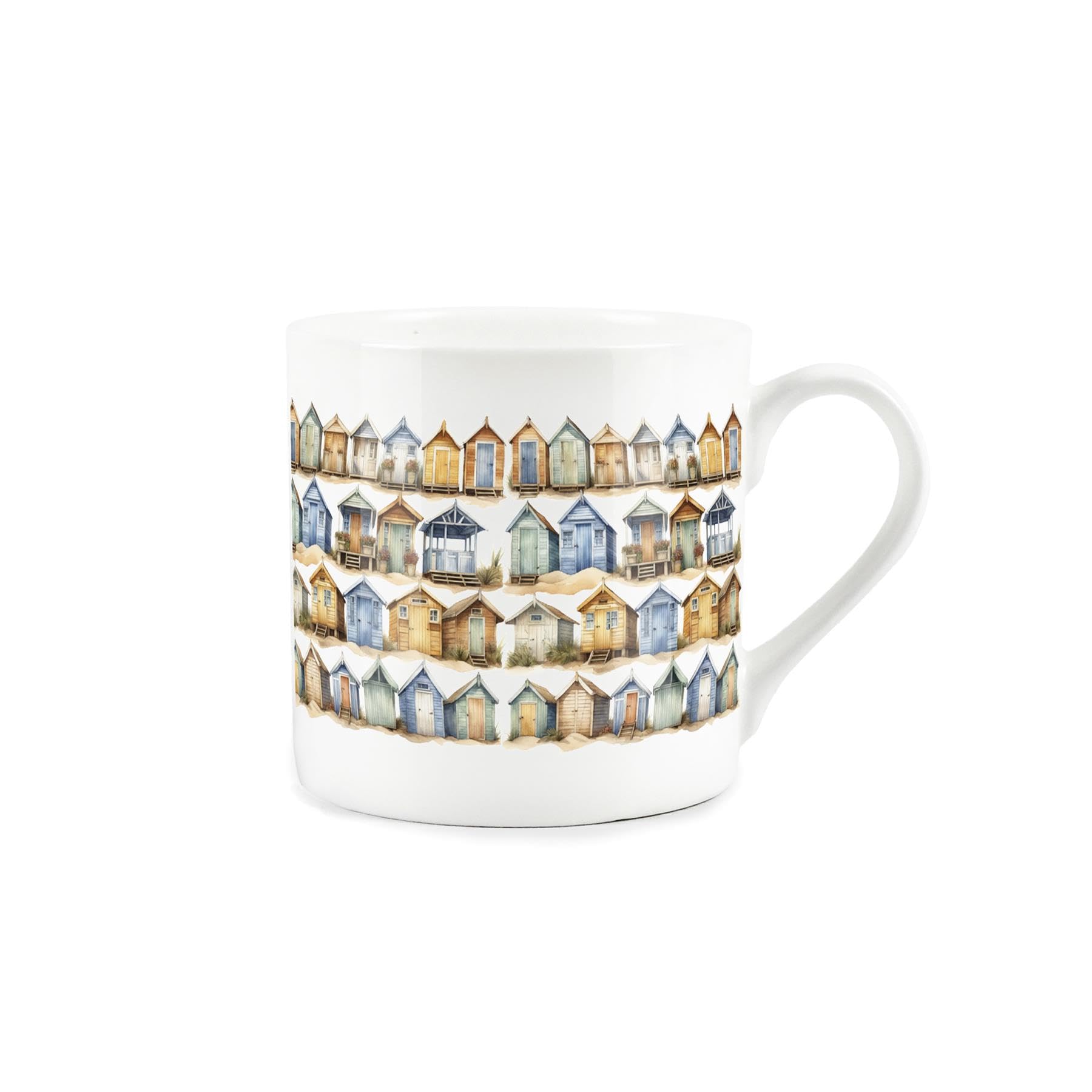 Beach Huts Mug - Seaside Beach Coastal Themed Gift Present - Bone China Tea/Coffee Cup