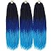 Senegalese Twist Crochet Hair Three Tone ombre Braiding Hair Belleshow Synthetic Hair Extensions Crochet Braids Senegalese Box Braids (3 pcs 18 inch, 1b/blue/light blue)