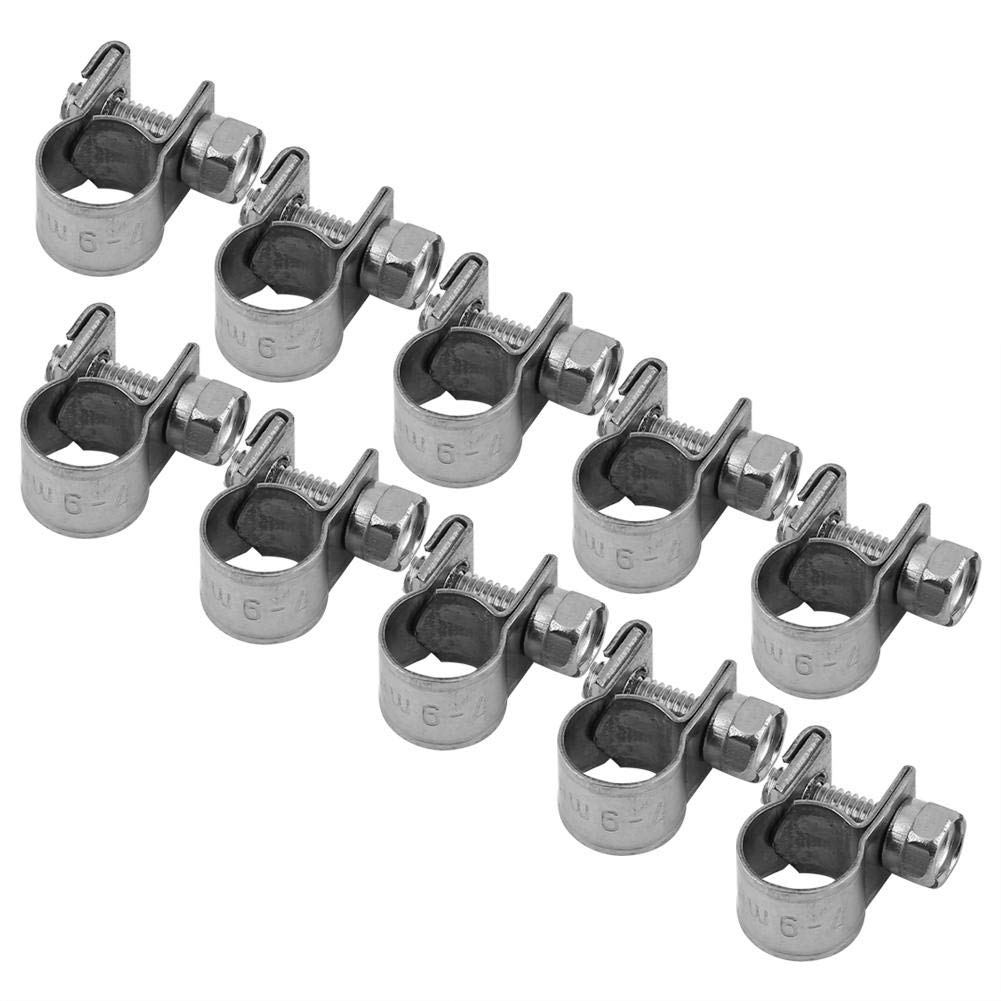 TOPINCN 10Pcs/Set Hose Clamps Stainless Steel Heavy Duty T-Bolt Mini Fuel Line Pipe Clips 6Mm-20Mm Optional Size for Plumbing (7-9Mm)