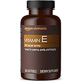 Amazon Elements Vitamin E, 400 IU, 100 Softgels, 100 days of supply (Packaging may vary)