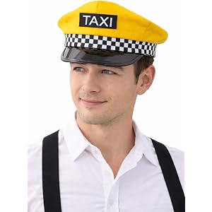 Yellow Taxi Driver Hat | Cabs Drivers Hat | Chauffeur Drivers Caps | Cabbie Hats | Retro NYC Driving Caps | Taxi Driver Costu