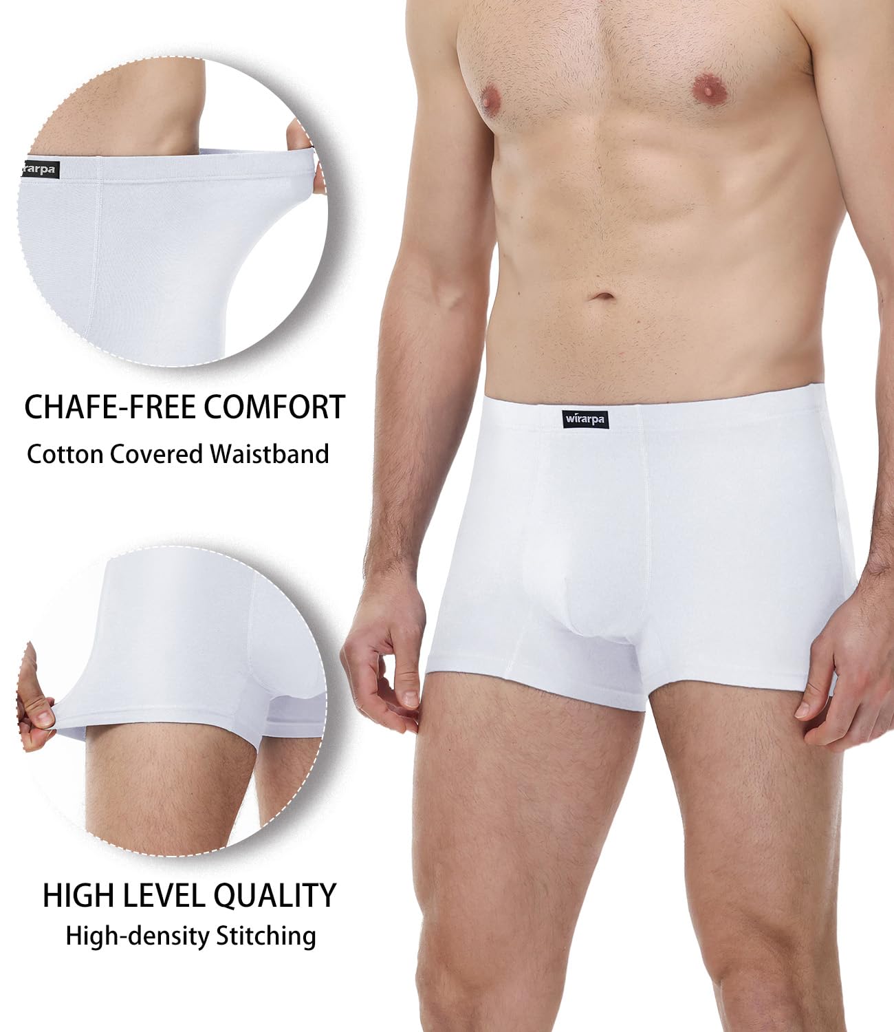 wirarpa Boxershorts Herren Baumwolle Unterhosen 4er Pack Weiß 2XL 3
