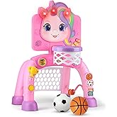 Liberry Toddler Basketball Hoop & Soccer Goal for 1 2 3 Year Old Girls Boys, Kids Sports Toy with Lights Sounds Music, Interactive Christmas Birthday Gift for Baby, Pink