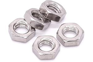 EASTLO 1/4-20 UNC Stainless Steel Thin Hex Nuts Hexagon Jam Nuts, 304 Stainless Steel 18-8, Full Thread, Coarse Thread, 25 PCS