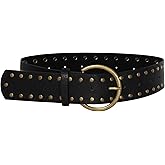 Scarlet Darkness Western Belt for Women Leather Cowboy Belt with Studded Buckle Country Wide Belts for Jeans Dresses