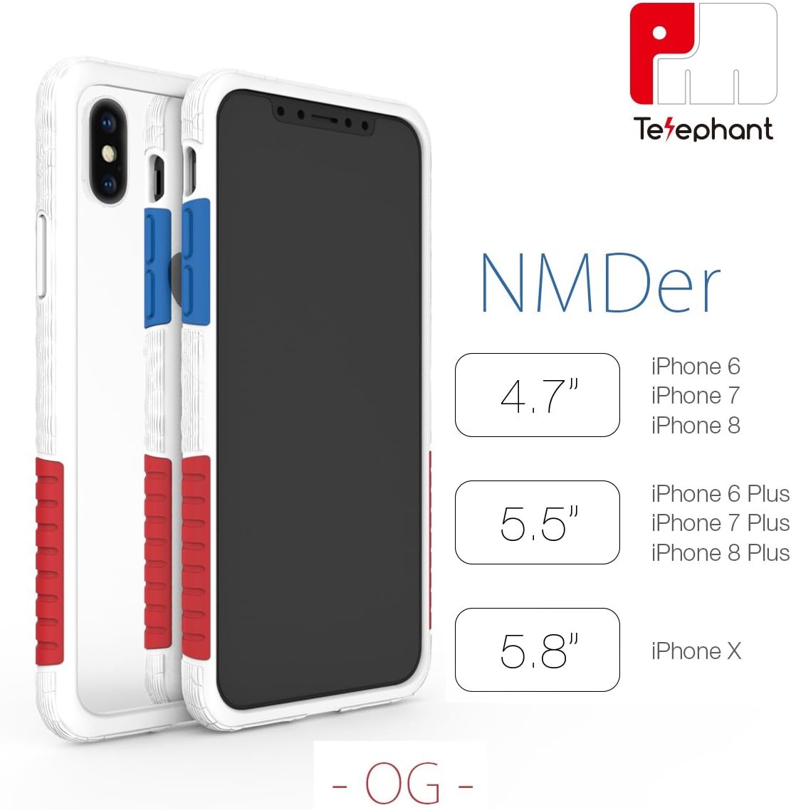 Telephant Dynamic Defender Lab - NMDer - Anti-Shock AirSteel Medical Grade Silicone Case w/Dynamic Defense System (DDS) & Anti-G-Force Structure w/MIL-STD-810G (iPhone X)