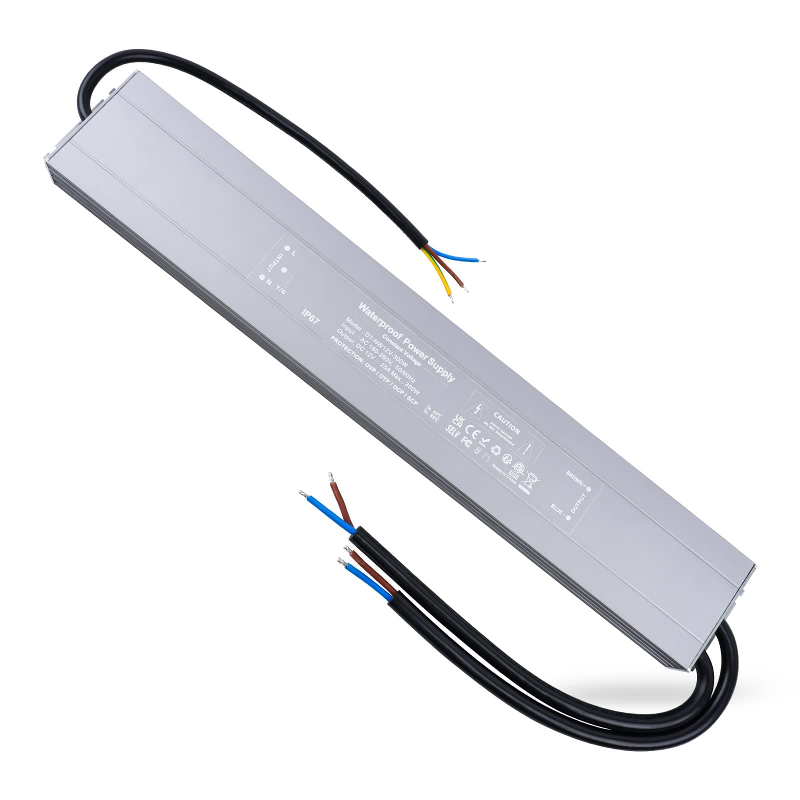 REYLAX 12V LED Driver Lighting Outdoor Transformer 300W 25A, IP67 Waterproof Transformer, Constant Voltage LED Power Supply, AC to DC Low Voltage Light Adapter, for Garden LED Lamps and Shed Light