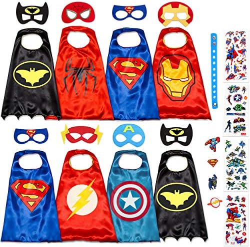 Dropplex LTD 8 Superhero Capes For Kids - Super Hero Toys & Costumes Birthday Party Supplies