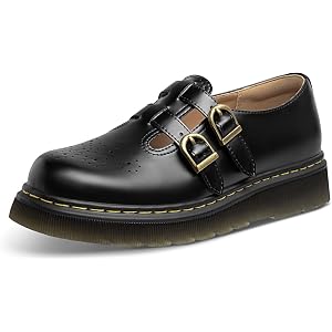 Athlefit Women's Mary Jane Flats Platform Round Toe Comfortable Dressy Adjustable School Office Work Flat Shoes