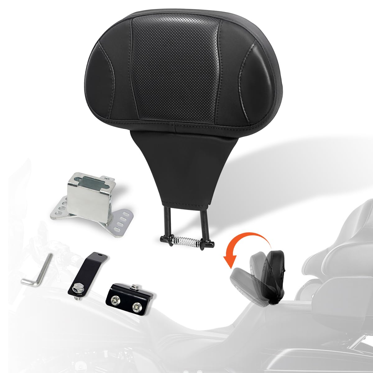 Photo 1 of FOVPLUE Adjustable Rider Backrest,Detachable Plug-in Driver Backrest Pad w/Mounting Kit for Harley Touring 2009-2025,for CVO Road Glide Street Glide Tri Glide FLHTK/L Electra Glide Road King,Style 4