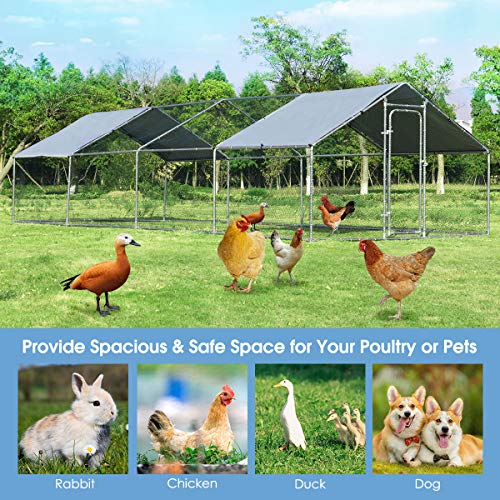 Giantex 26ft Large Metal Chicken Coop, Walkin Chicken Coops Run House