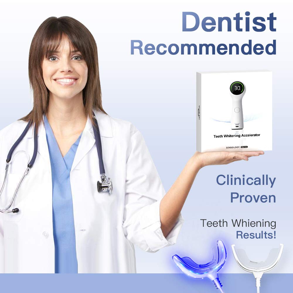 SENSOLOGY Teeth Whitening Kit with Led Light, 16 powerful Teeth Whitener, 35% Carbamide Peroxide Tooth Whitener, (4) 3ml Gel Syringes, Mouth Tray, (5) Whitening Stripes-Built in 7 Types Timer : Beauty