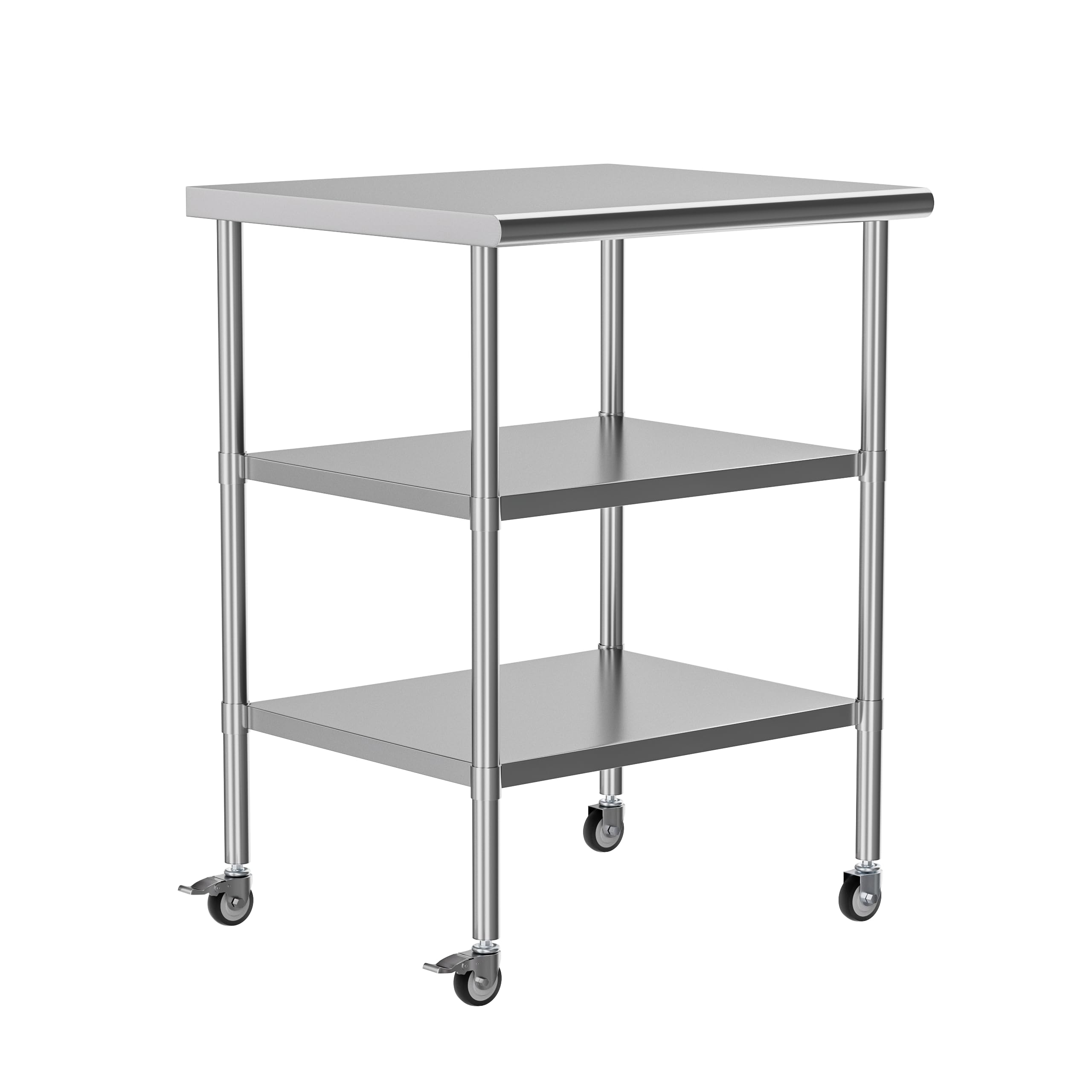Photo 1 of Stainless Steel Table with Wheel Caster 24 x 30 Inches Metal Food Prep Work Table with 2 Adjustable Undershelves for Commercial Kitchen, Outdoor, Restaurant