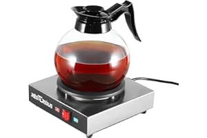 Restlrious Commercial Coffee Warmer Single Burner Decanter Warmer Plate, Stainless Steel Portable Warmer for Standard Glass Decanter, Suitable for Cafe, Break Room, Buffet, Event and Commercial Use