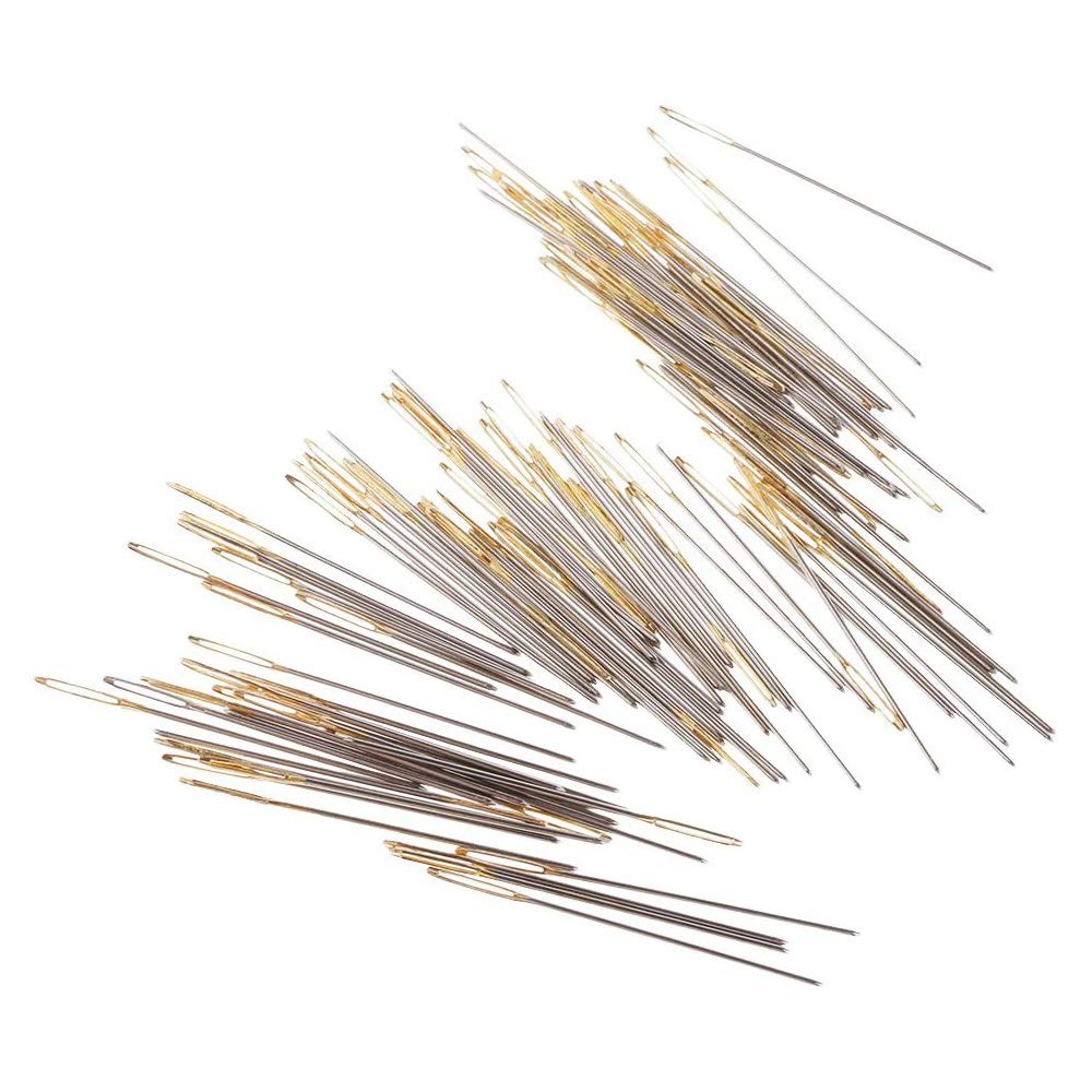 POFET 100pcs Embroidery Needles Yarn Knitting Needles Sewing Darning Tapestry Needleswith Storage Box