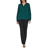 Calvin Klein Womens V Neck Long Sleeve Blouse