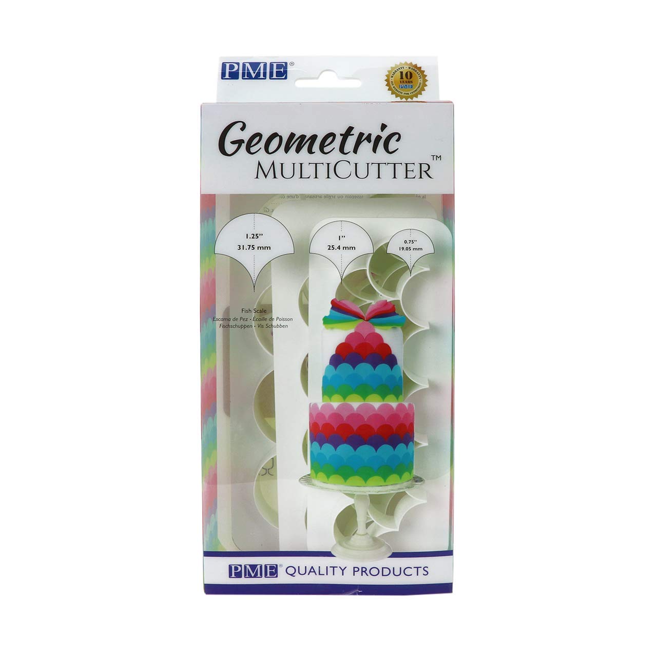 PME Geometric Multicutters for Cake Design - Fish Scale - Small, Medium & Large Size, Set of 3, Multicoloured