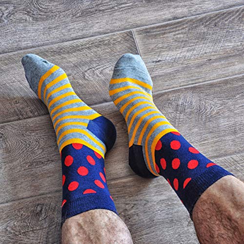 Odor Resistant Men Dress Crew Socks Cute -Funky Colors Novelty Style Pattered (BSK68-M-dark green 5 pairs, US Men Size 8-12/EU 41-46) - Thumbnail 7