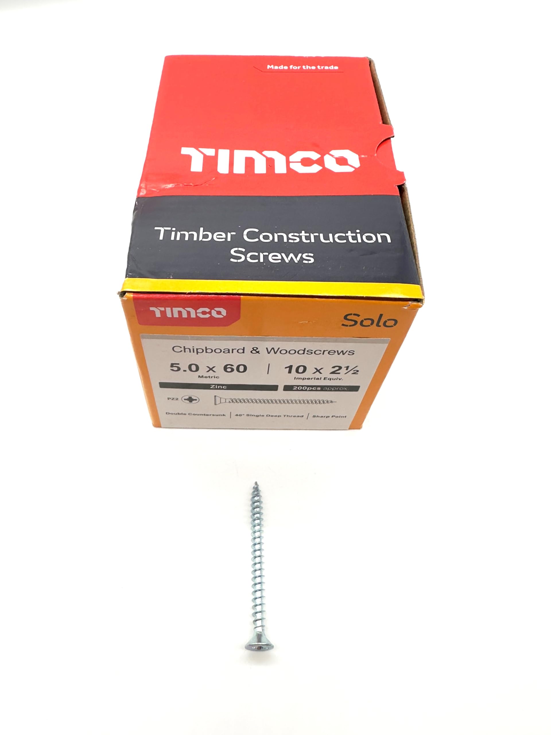 200 Pcs Silver Wood Screws Double Countersunk General Purpose (5mm x 60mm)