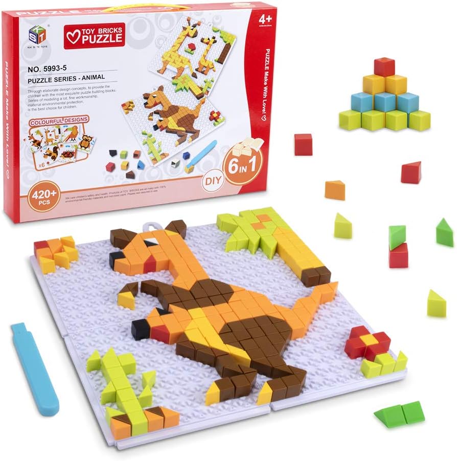 UNIH Building Blocks 6 IN 1 DIY Bricks Puzzle Board Construction Kit ...
