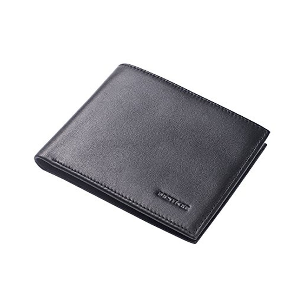 BESTKEE Cartera De Cuero Para Hombre Billetera Tarjetas Crédito Delgada Ventana ID