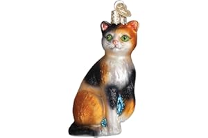 Old World Christmas Calico Cat Glass Blown Ornament for Christmas Tree, Handcrafted Holiday Decoration, Cat Collection