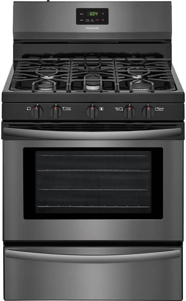 Frigidaire FFGF3052TD 30 Inch Freestanding Gas Range with 5 Burners, Sealed Cooktop, 4.2 cu. ft. Primary Oven Capacity, in Black Stainless Steel
