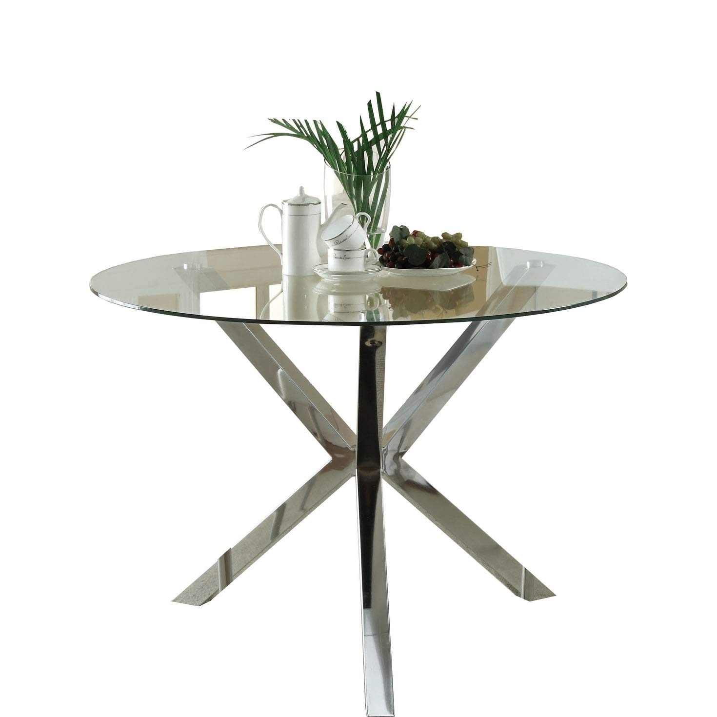 Best Vance Contemporary 5-Piece Glass Top Table And Chair Set