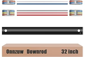 Onnzuw 32 inch Ceiling Fan Downrod with 5 Extension wires and 4 Wiring Clips, Black Ceiling Fan Extension Downrod【1 inch Outer Diameter】 Suitable for Various Ceiling Fans (Black, Non Threaded)