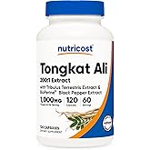 Nutricost Tongkat Ali 1,000mg 120 Capsules - with Tribulus Terrestris and BioPerine, Vegetarian Caps, Non-GMO, Gluten Free, Potent Extract